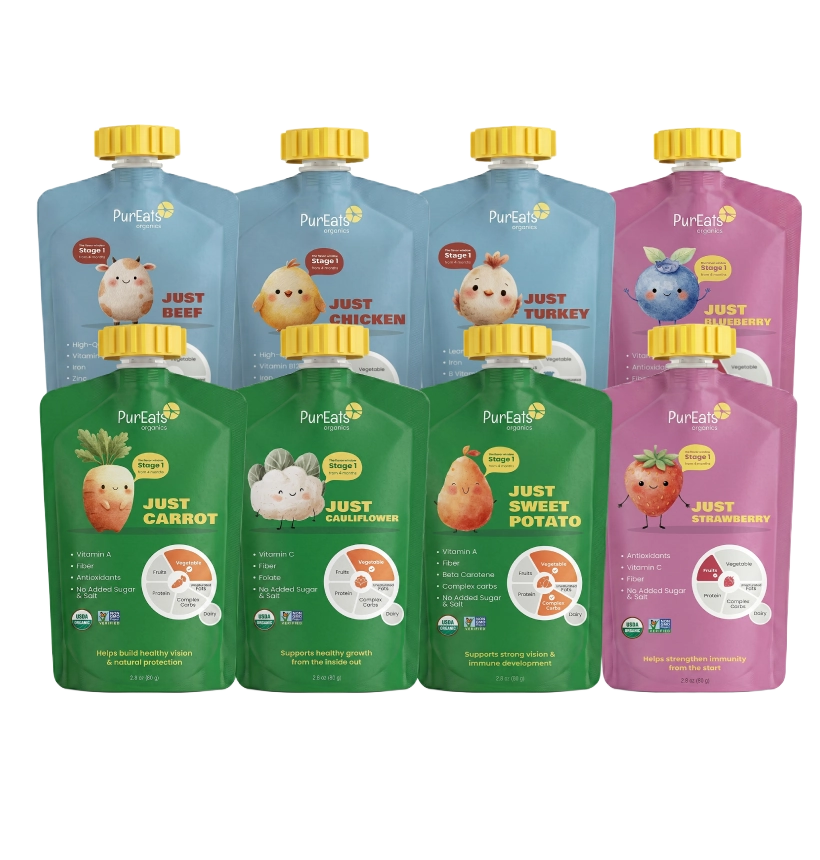Organic mono-ingredient pouches — eight on-the-go flavors